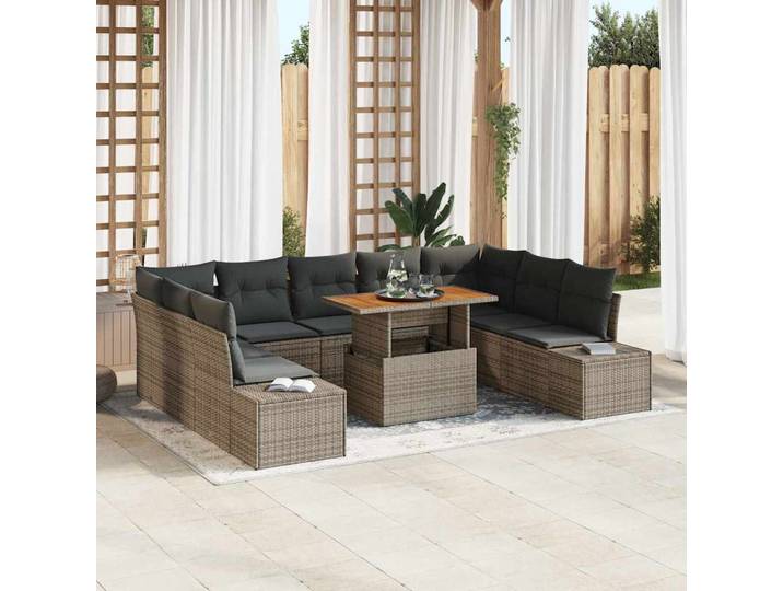vidaXL Gartensofa-set 10 Stk. Grau
