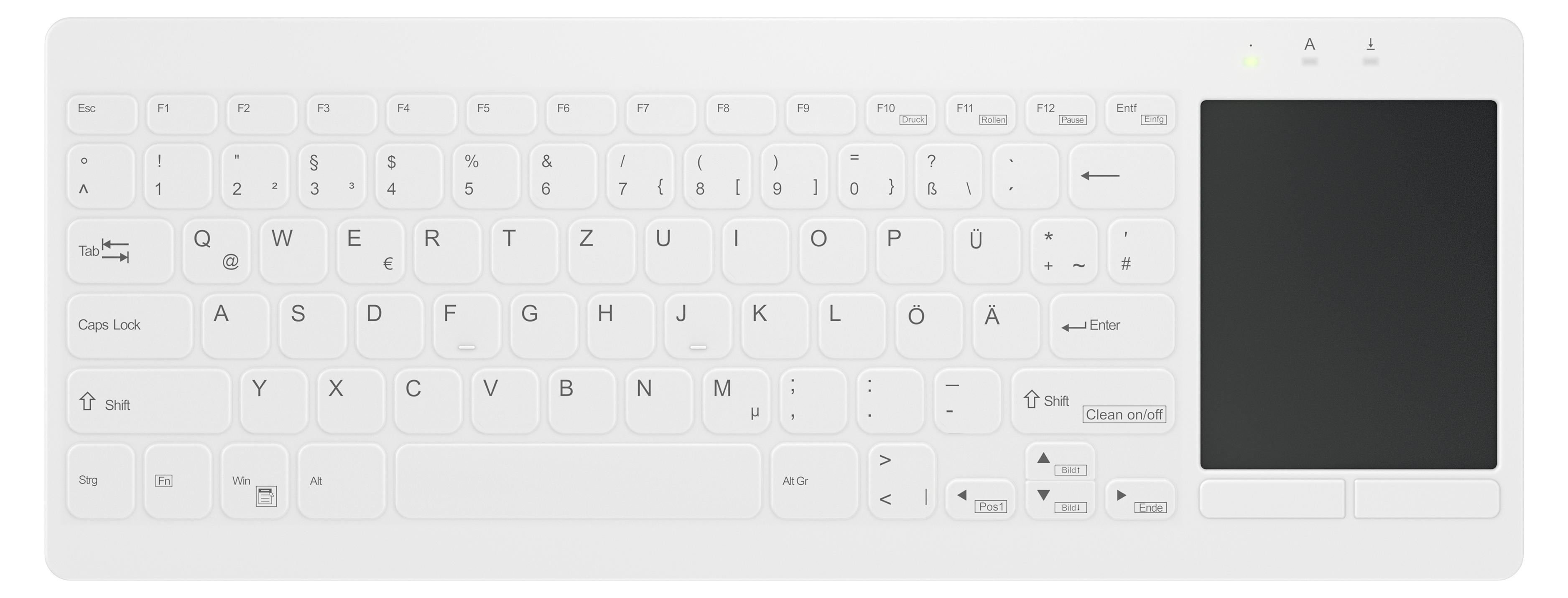Contour Design Active Key Contour QuickClean Medizinische Tastatur IP68 Touchpad Mini Kabelgebunden Weiß DE C4412, Mini, Kabelgebunden, USB, Scherenschalter, QWERTZ, Weiß