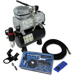 Wiltec Einsteiger Airbrush Kompressor Set AS189 Airbrushpistole DA128 Zubehör