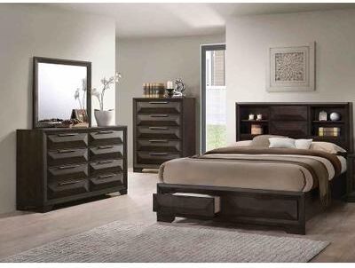 Esofastore Transitional Espresso Finish 4pc Storage Bedroom Set