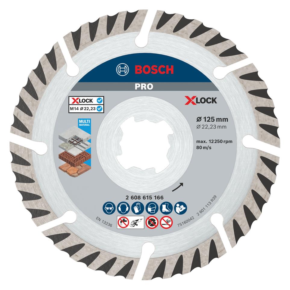 Bosch Professional PRO Multi Material X-LOCK Diamanttrennscheibe, 125 x 22,23 mm (2608615286)