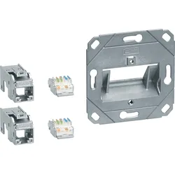 Hager GMKSRJ45C6A2 Anschluss Modul 2x RJ45, Cat.6a, für Zentralscheibe UAE 2-fach, hfr