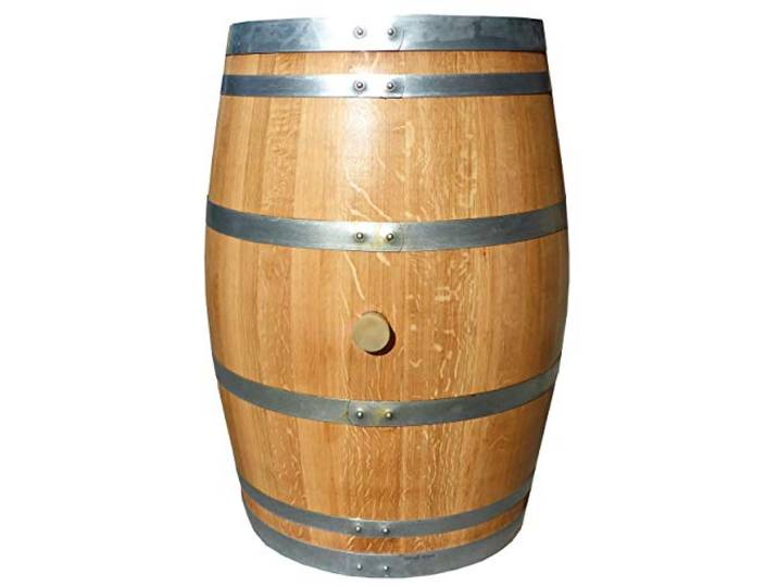 Temesso 225l Weinfass rund, Barriquefass als Stehtisch - Holz geschliffen Oberfläche geölt