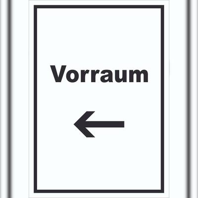 HB-Druck Vorraum Schild mit Text und Richtungspfeil links Diele Vorzimmer hochkant A0 (841x1189mm)