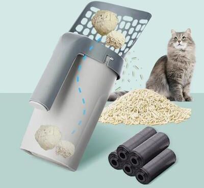 Inspired Living PurrClean Self Disposal Cat Litter Scoop With Refill Bags & Waste Storage 1 Cat Litter Shovel