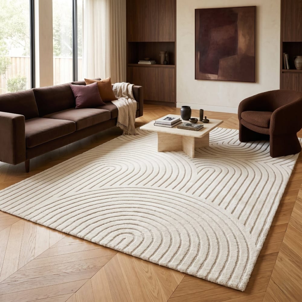 The Deco Factory Tapis doux à relief moderne graphique blanc 160x230 Blanc 230x2x160cm