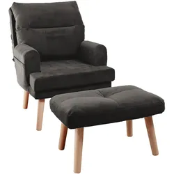 RELAXSESSEL NEMO mit Hocker und Holzfüßen