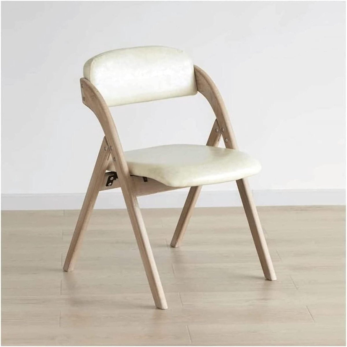 Klapstoel met houten frame en wit design - Comfortabele opvouwbare rugstoel