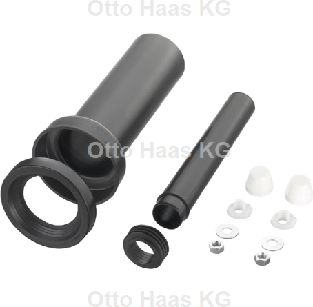 HAAS PE-Wand-WC-Anschlussgarnitur 3603 DN 110/110, Abdeckkappen weiß, 300mm, verschweißbar, schwarz