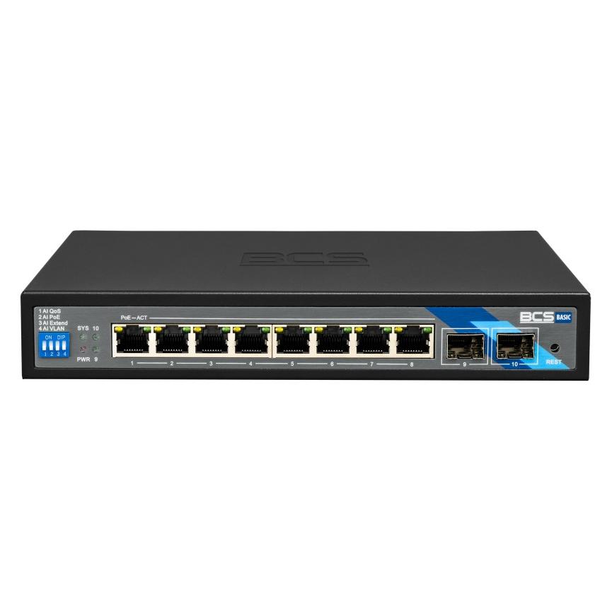 BCS BCS-B-SP08G-2SFP PoE Switch 8 Ports 1Gbps mit SFP und 96W Leistung (8 Ports) (BCS-B-SP08G-2SFP)