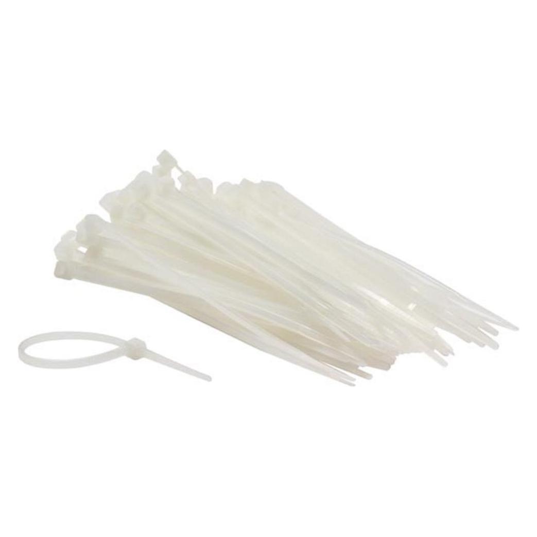 Velleman NYLON-KABELBINDER-SET - 2.5 mm x 100 mm - weiss (100-tlg.) (Klettkabelbinder, 100 mm, 100 Stk.) (ECTW100)
