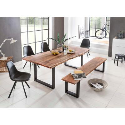 Esstisch HOME AFFAIRE "Manhattan", beige (natur, schwarz), B:260cm H:77cm T:100cm, Tische, Rechteckiger Esstisch Esstisch Holz-Esstische, mit echter Baumkante