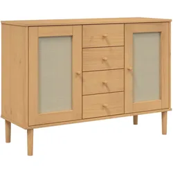 vidaXL Sideboard SENJA Rattan-Optik Braun 112x40x80 cm Kiefernholz