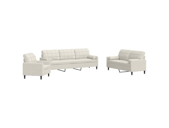 Todiikf 3-TLG. Sofagarnitur Creme Samt Couch Set mit Nackenkissen Metall Stilvolles Polster-Sitzset fürs Wohnzimmer: Bietet hohe Stabilität durch Metallgestell und Komfort dank Schaumstoff.