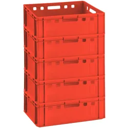 BURI 5x Eurokiste E2 Euro Fleischkiste Eurofleischkiste HDPE Germany stapelbar E2 Rot 5 Stück
