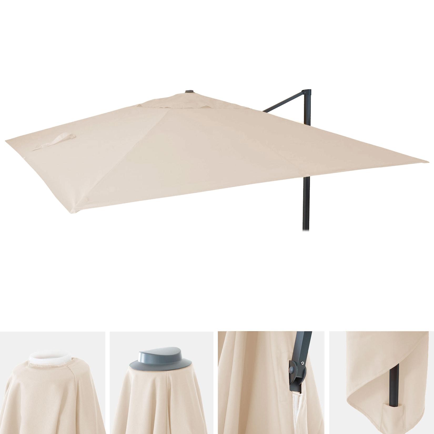 Ersatz-Bezug für Luxus-Ampelschirm MCW-A96, Sonnenschirmbezug Ersatzbezug, 3x3m (Ø4,24m) Polyester ~ creme