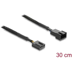 DeLOCK Lüfter Verlängerungskabel PWM Stecker zu Buchse 4 Pin mit Geflechtummantelung 30 cm schwarz