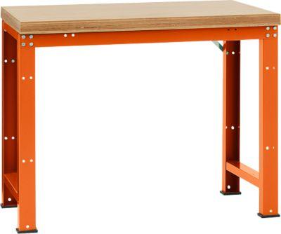 Manuflex Werkbank Profi Standard, Tischplatte Multiplex B 1250 x T 700, rotorange