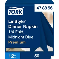 Tork LinStyle® Dinnerservietten Mitternachtsblau, 1/4‐Falz, 39 cm × 39 cm, 12 × ...