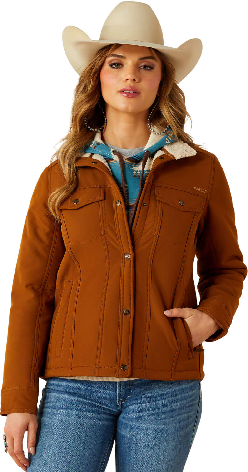 Women's Berber Back Softshell Jacket in Chestnut Horse, Size: 3X by Ariat