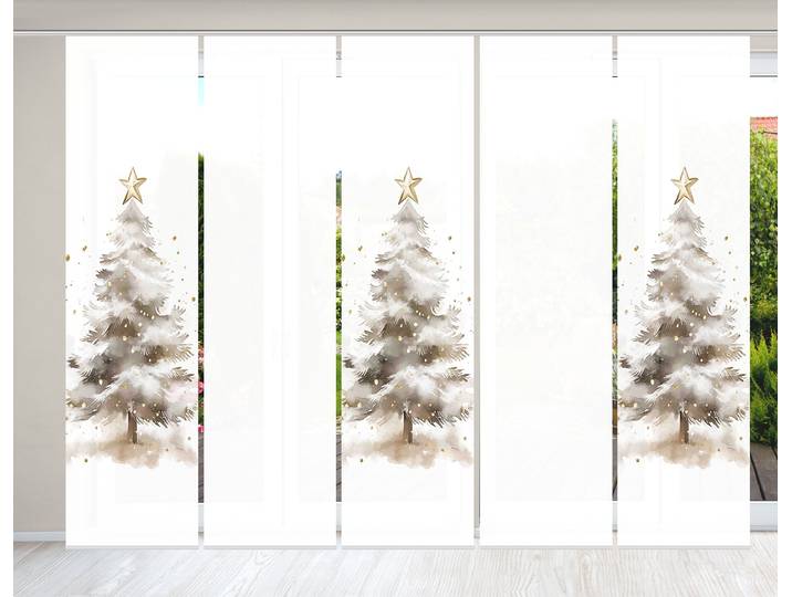 Schiebegardine HOME WOHNIDEEN CHRISTMAS TREE , beige (natur), B:60cm H:245cm, Polyester, Gardinen, Schiebegardine, SET, Schiebewand, Dekostoff, Digitaldruck