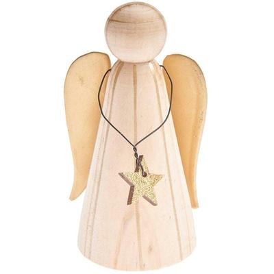 Holz-Engel mit Stern 10x5,3x4,4cm 100%