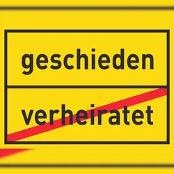 HB-Druck geschieden verheiratet Schild Ortsschild A5 (148x210mm)
