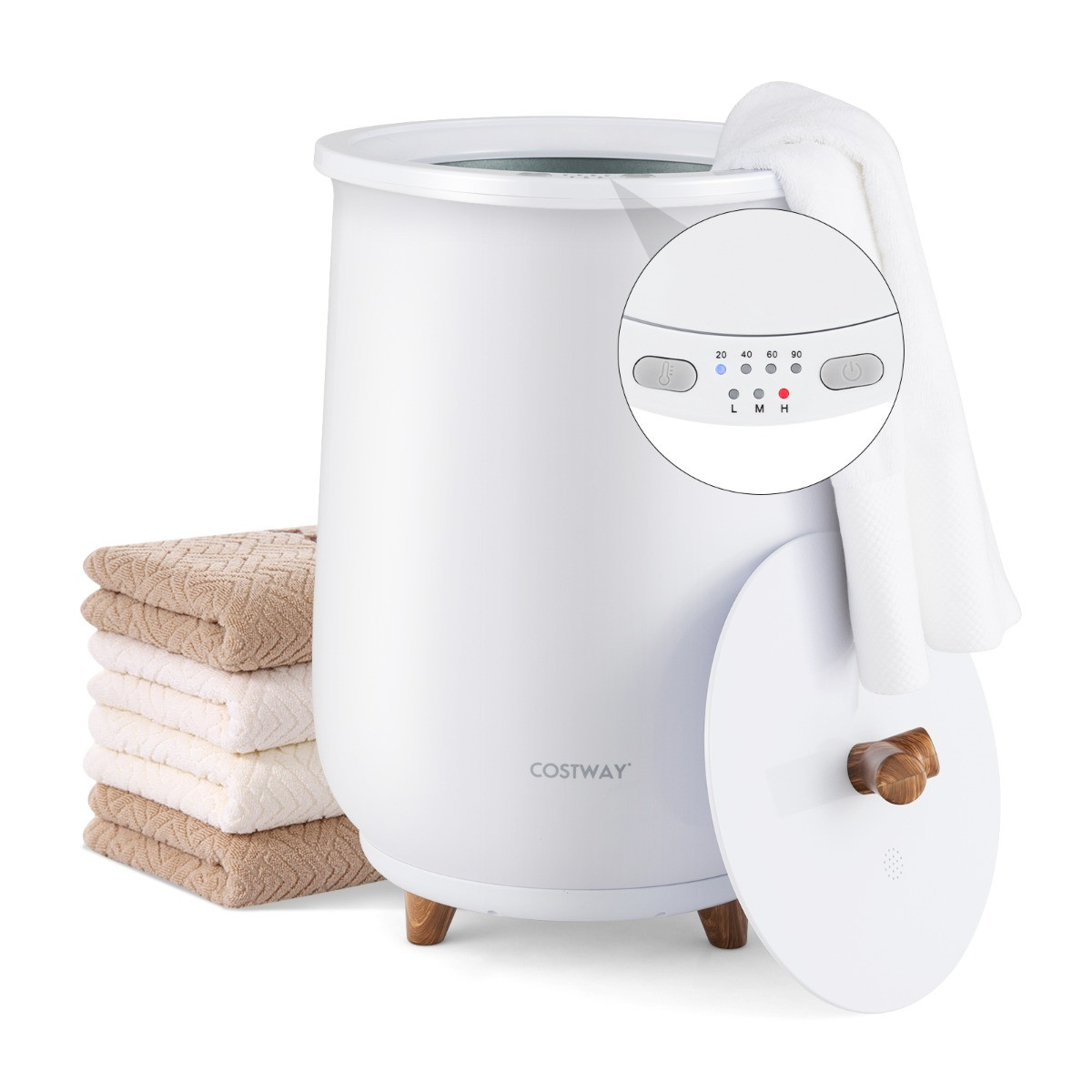 Costway Luxe Handdoekverwarmer Wit met 3-Traps Timer
