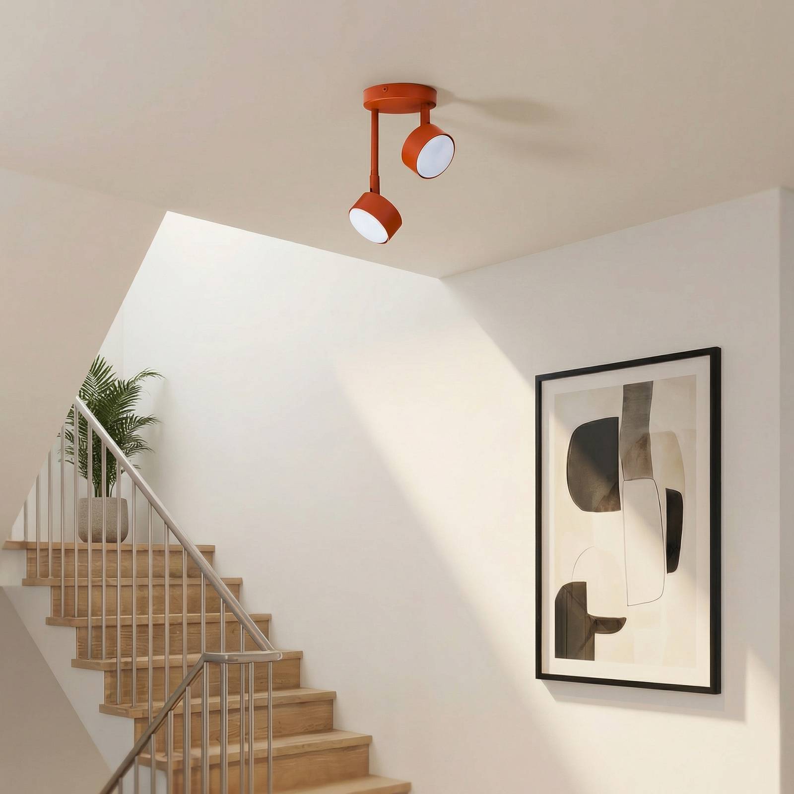Deckenstrahler Nemo, 2-fl., rot, beweglich, GX53 Nemo SIGMA, dimmbar, rot, für Wohn- / Esszimmer, Metall, Modern, Strahler