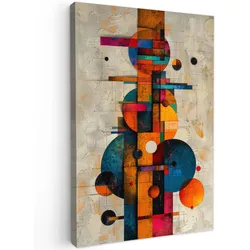 LEINWANDBILD Vintage - Moderne Kunst - Orange - Geometrische Formen Wanddeko Schlafzimmer 60x90 cm