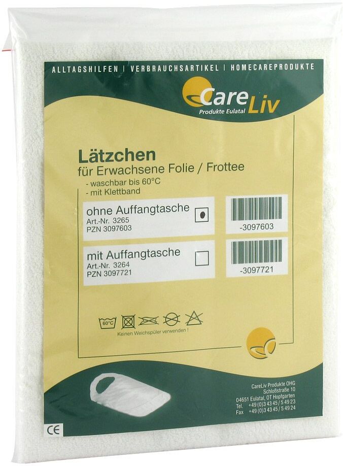 Lätzchen Erwachsenen folie/frottee weiss mit Klettband