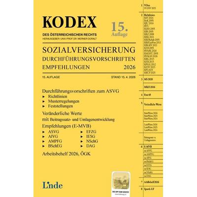 KODEX Sozialversicherung 2026, Band III, Taschenbuch von Herta Baumann,Veronika Jakobs, Linde, 978-3-7073-5521-5