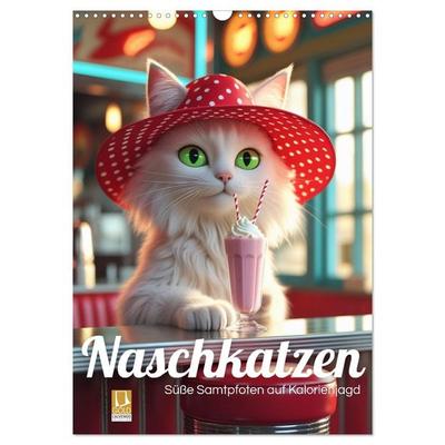 Naschkatzen – Süße Samtpfoten auf Kalorienjagd (Wandkalender 2027 DIN A3 hoch), CALVENDO Monatskalender