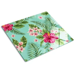 GLASPLATTE 60x52 cm Hawaiianische Blumen