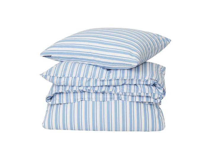 Lexington Ensemble de lit Striped Cotton Poplin White-Blue, 2 örngott