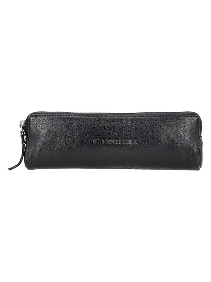 HIDE & STITCHES Leder-Federmäppchen in Schwarz - (B)22 x (H)8 x (T)3 cm - onesize