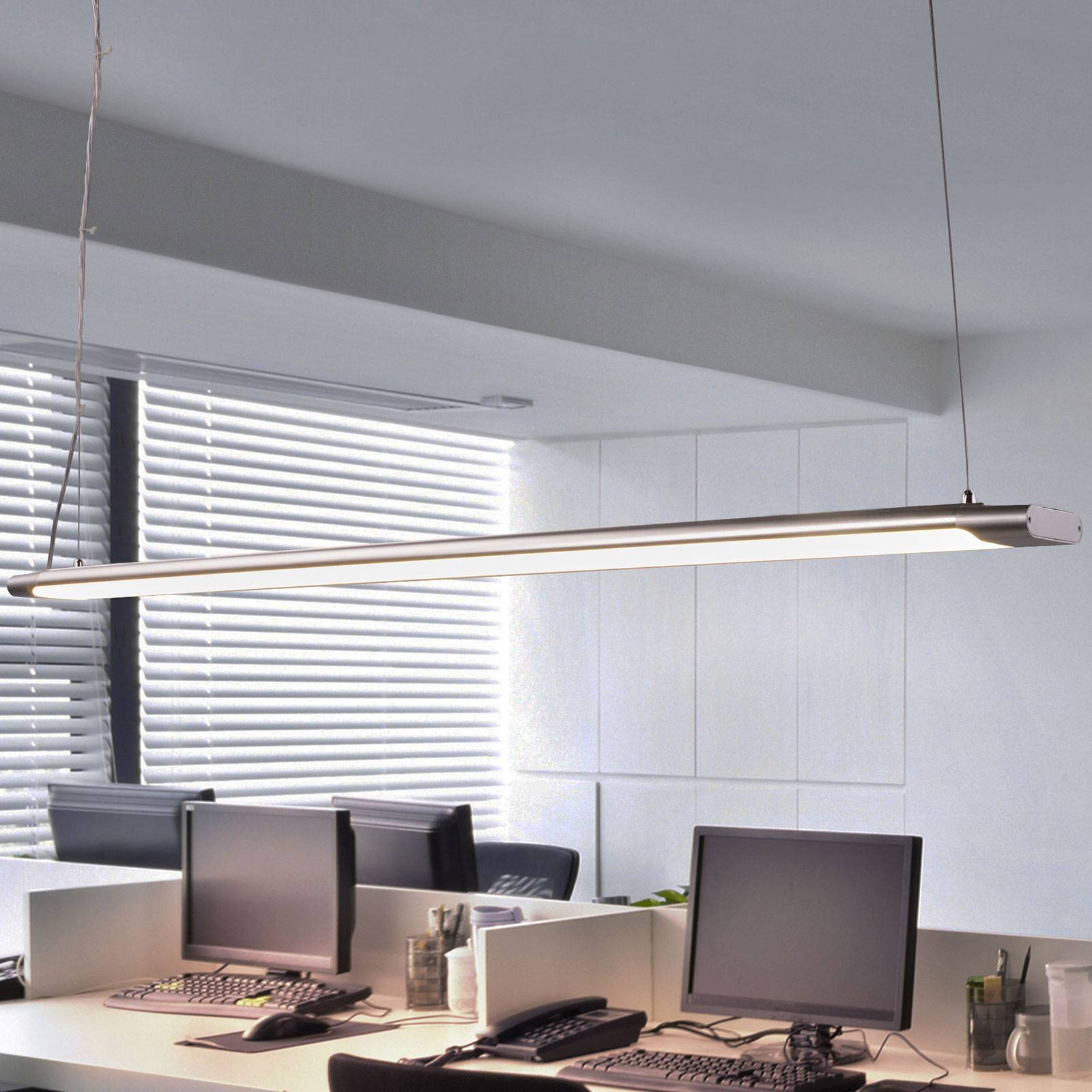 Arcchio LED-Pendelleuchte Vinca, 120 cm, 3.450 lm, 4.000 K Vinca, alu / grau / zink, für Arbeitszimmer / Büro, Kunststoff, Modern