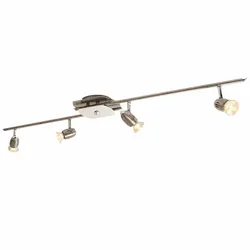 Deckenstrahler Spotleiste Wohnzimmerlampe Deckenleuchte Schlafzimmer Deckenlampe silber, bewegliche Strahler, 4x GU10, L 110 cm