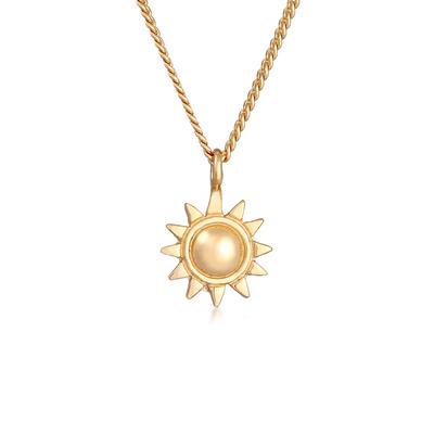 Kette mit Anhänger ELLI "Halskette Sonne Strahlend 925 Silber" Gr. 42, gold, Halsketten, Damen, ohne Stein, Silber 925 (Sterlingsilber)