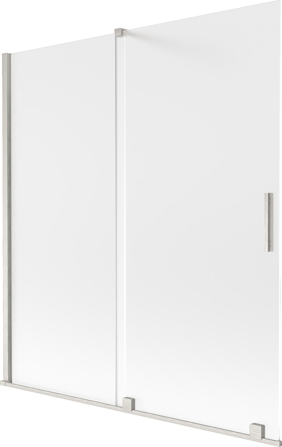 Mexen Velar Badefaltwand 2-flügelig verschiebbar 150 x 150 cm, Frost, gebürstetes Nickel - 896-150-000-31-97