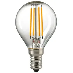 SIGOR LED Filamentlampe KUGEL, 230V, Ø 4.5cm / L 8cm, E14, 4.5W 2700K 470lm 300°, dimmbar, klar SIG-6134401