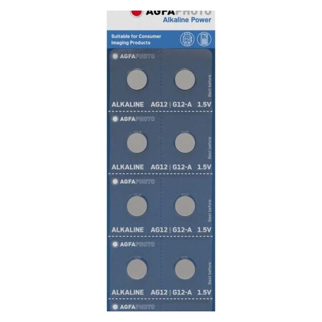 Agfaphoto button alkaline batteries 1.5V, LR43-LR1142-AG12, blister pack of 10 pieces (10 Stk., AG12, LR43) (41932540)