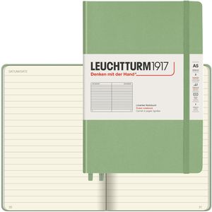 Leuchtturm1917 Notizbuch Medium, Karton Hardcover, Salbei, 125 Blatt / 251 Seiten, 80 g/m², liniert, A5