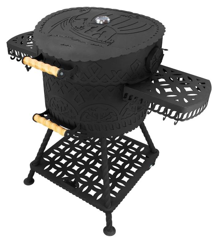 Holzkohlegrill Drakkar mit Gussrost Ø 54,5 cm - Robuster Rundgrill im Wiking-Stil