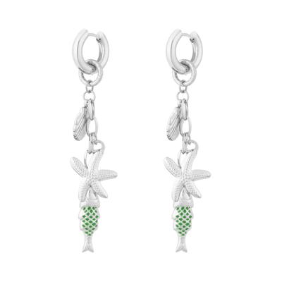 Paar Ohrhänger ADELIA´S "LIVAYA", Damen, Gr. Damen, Edelstahl, grün (silberfarben), Ohrringe, Trendig gestalteter Modeschmuck mit Fisch- und Seesternanhängern