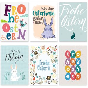 Papierdrachen Osterkarten 060-010-001, Set 1, sortiert, 105 x 148mm (A6), Postkarten, 12 Stück