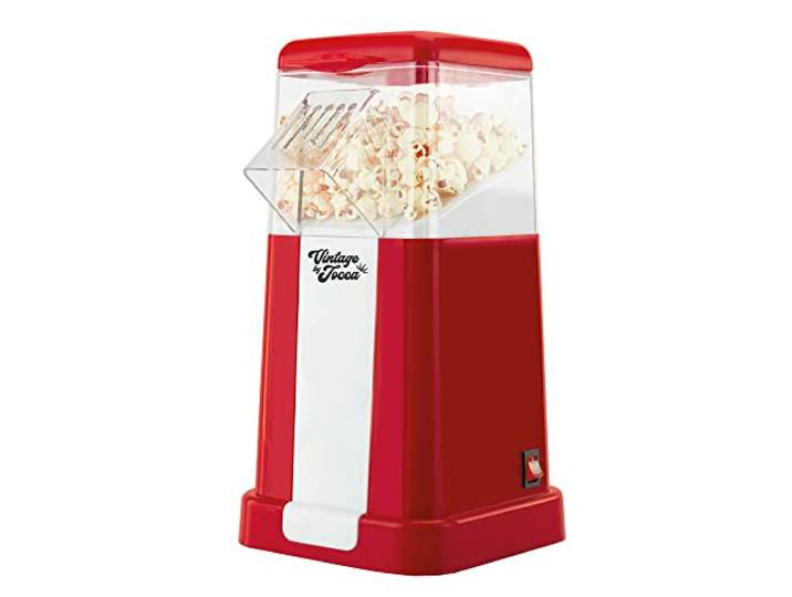 JOCCA 5617U Vintage Retro Hot Air Popcorn Maker voor Gezonde en Vetvrije Popper, 1200 W, rood