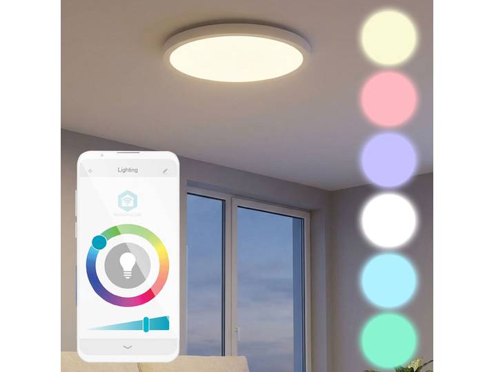 SmartLife Wi-Fi Deckenleuchte, dimmbar, App Funktion, 29 x 2,9 x 29 cm