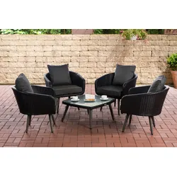 Lounge-Set Ameland Flachrattan anthrazit 45 cm (Dunkelgrau)