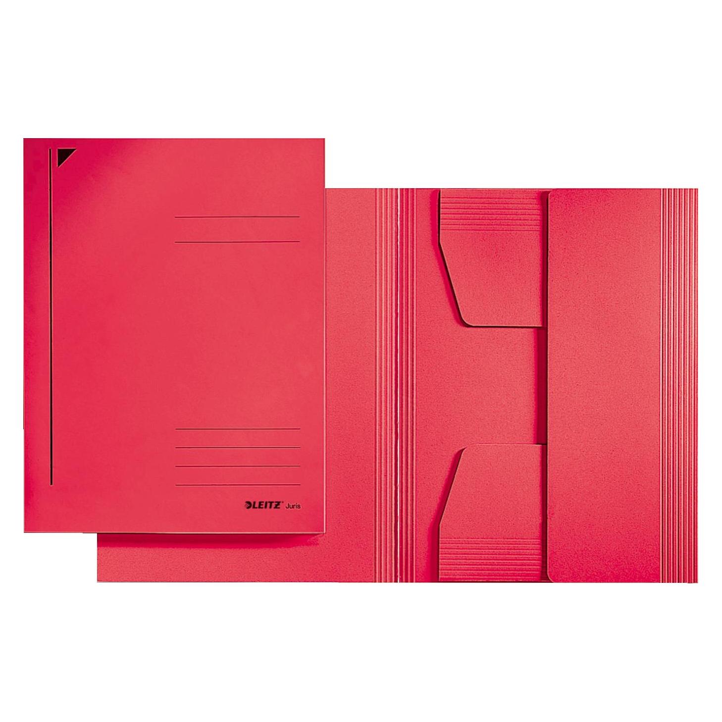 Leitz Jurismappe, DIN A3, Colorspankarton 320 g-qm, rot 3 vollflächig verklebte Klappen am Rückdecke (A3, 1x) (3923-00-25)